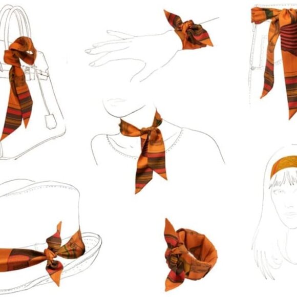 Mulberry Silk Scarf Bag Handle Wrap Neck Tie Hair Ribbon Women Green - Picture 5 of 6